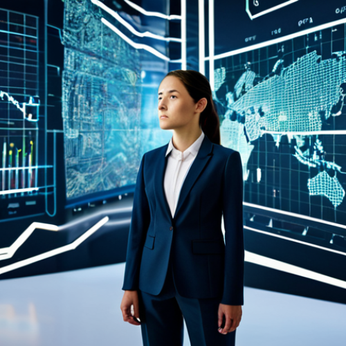 Home 7 A professional female AI ethicist, fully clothed in a modest business suit, standing thoughtfully in a modern, clean data analysis lab. In the background, abstract, transparent holographic data visualizations glow softly, symbolizing complex algorithmic processes and the pursuit of explainable AI. The atmosphere is bright, focused, and intellectual. safe for work, appropriate content, fully clothed, professional, modest clothing, perfect anatomy, correct proportions, natural pose, well-formed hands, proper finger count, natural body proportions, high-resolution, professional studio photography.