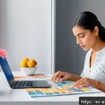 AI 윤리와 데이터 소유권 - A modern digital workspace scene featuring a young Hispanic professional woman sitting at a desk in ...